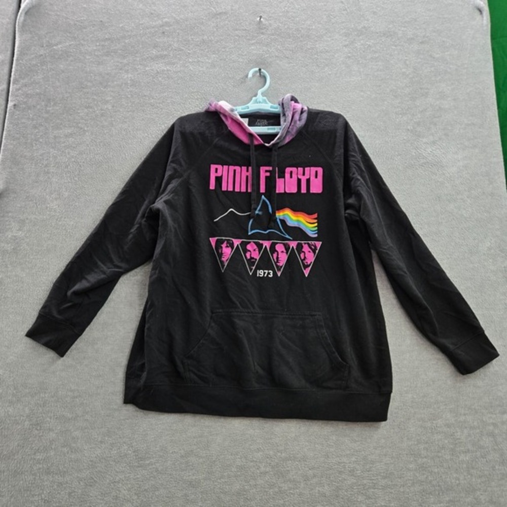 Pink Floyd Women Sweatshirt‎ 1 Black Fleece Hoodie Tie Dye Drawstring Pullover